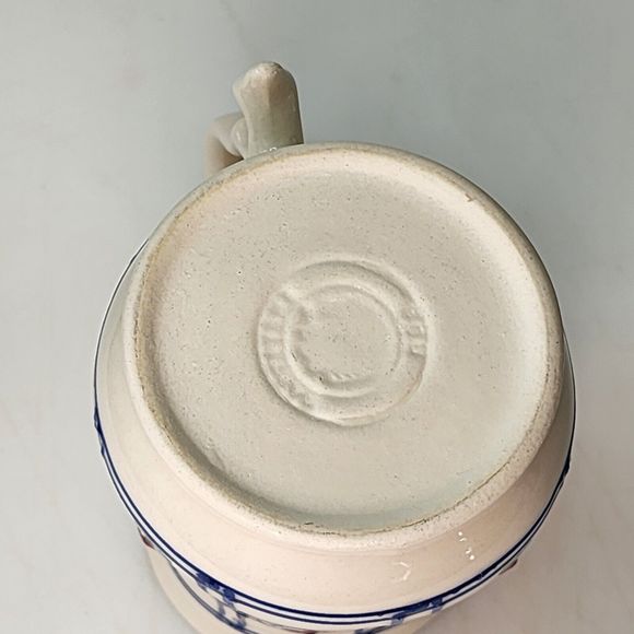 Vintage Hartstone USA Pottery Coffee Mug With Plaid And Heart Shape Flowers - Picture 5 of 12